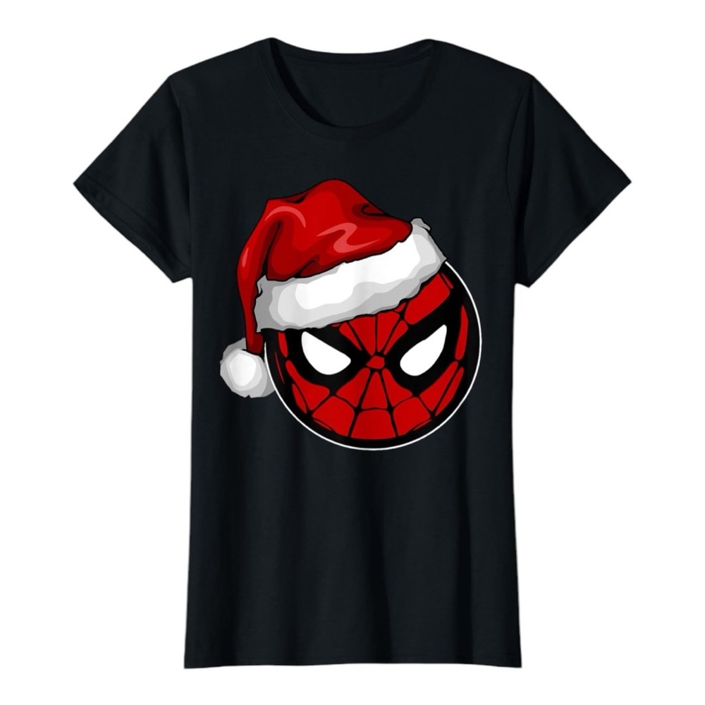 **NWT** Marvel Christmas Spiderman w/Santa Hat Tee - Size M, Black